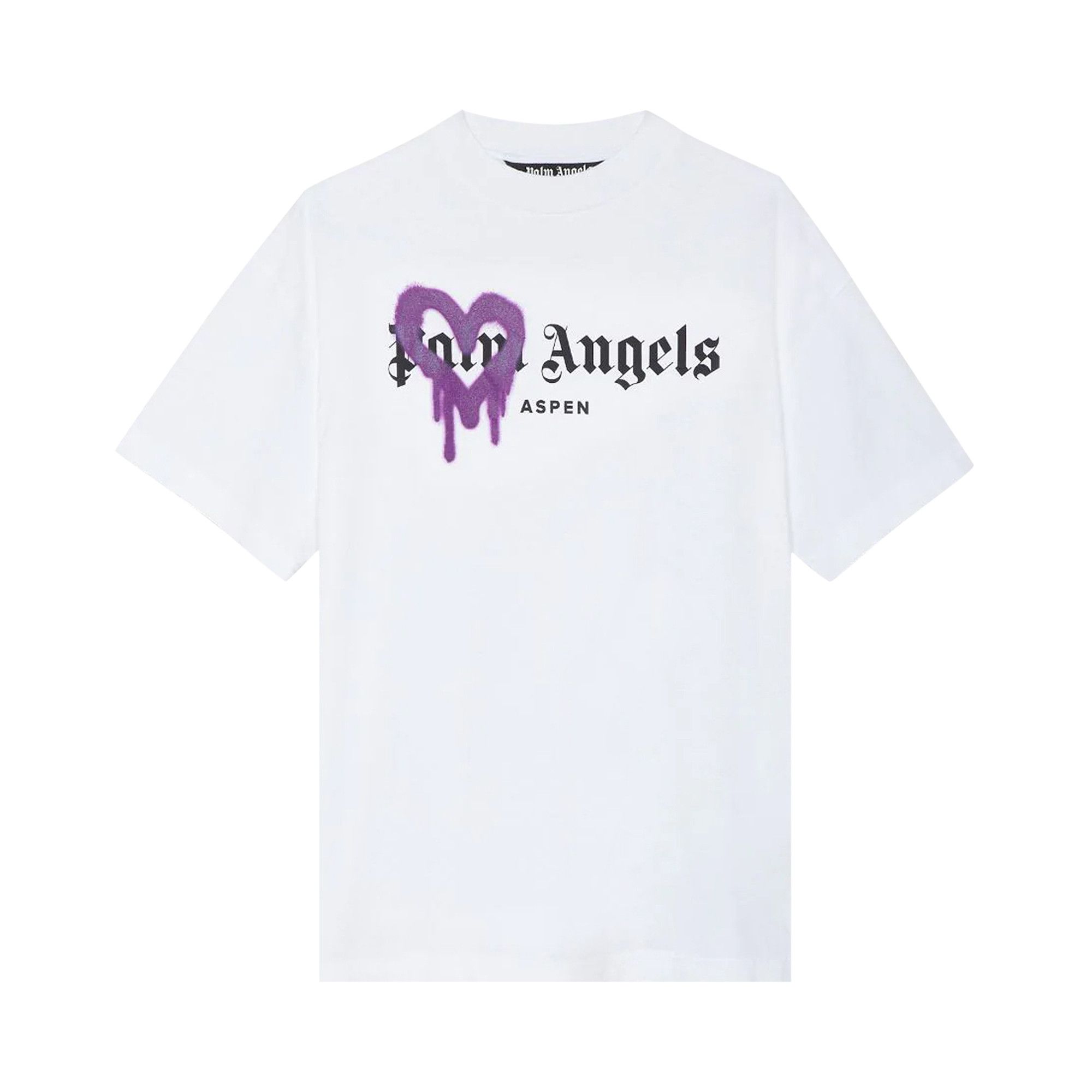Buy Palm Angels Aspen Heart Sprayed Tee White Purple