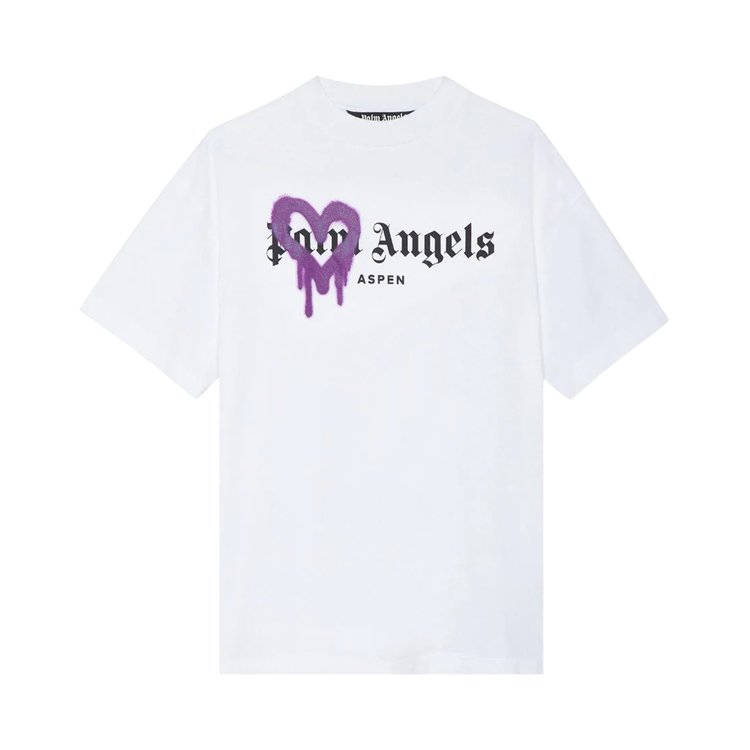 Palm Angels Aspen Heart Sprayed Tee 'White/Purple'