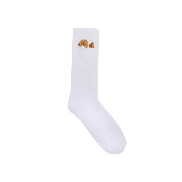 Palm Angels Bear Crew Socks WhiteBrown