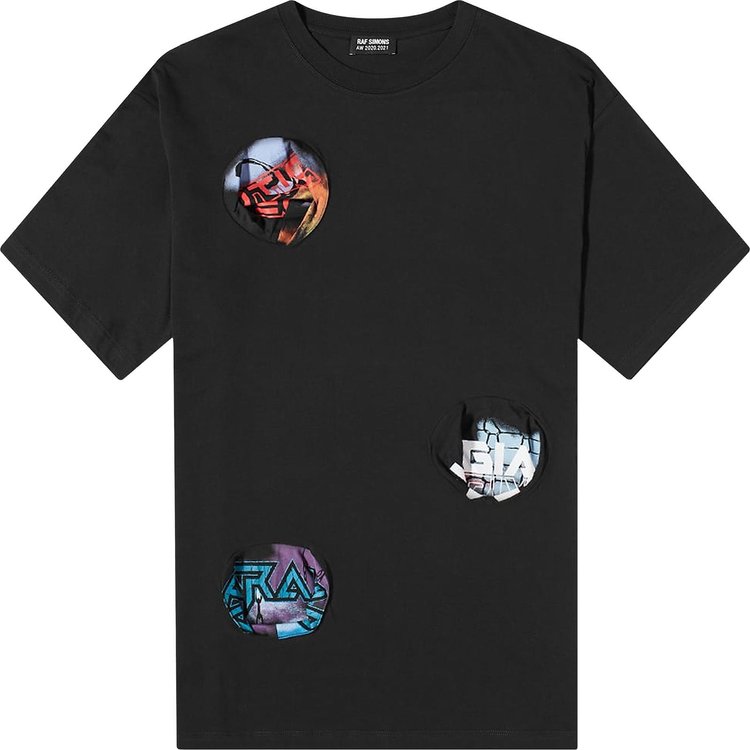 Raf Simons Oversized T Shirt With Printed Pocket Holes Black