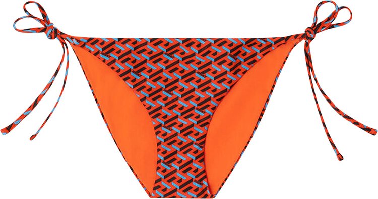 Versace Greca Signature Print Bikini Bottom 'Orange Peel/Regal Blue'