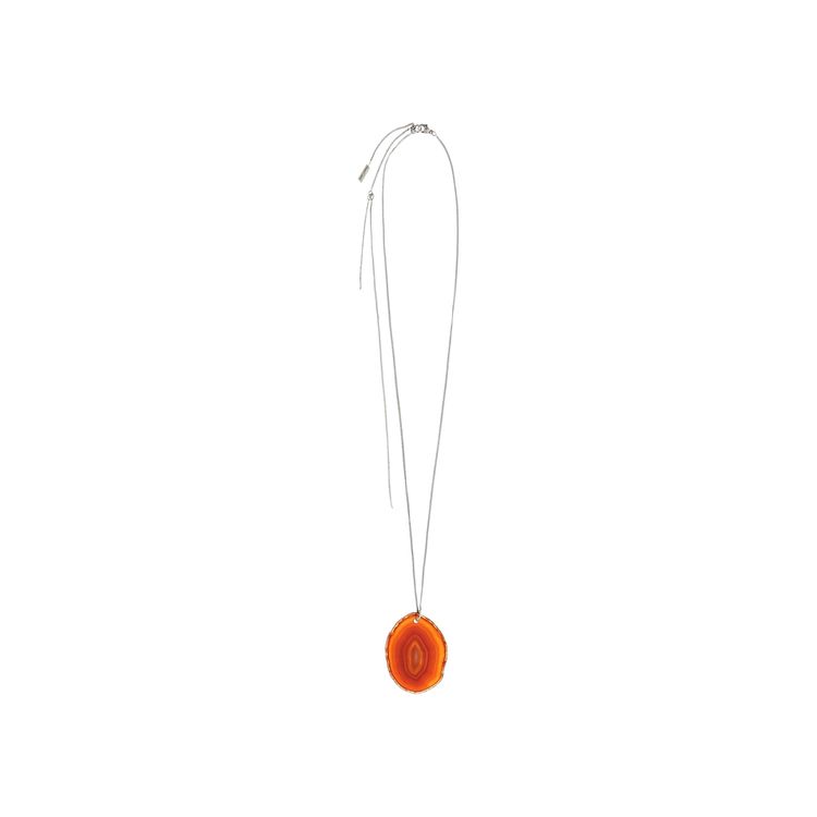 Saint Laurent Agate Pendant Chain Necklace Orange