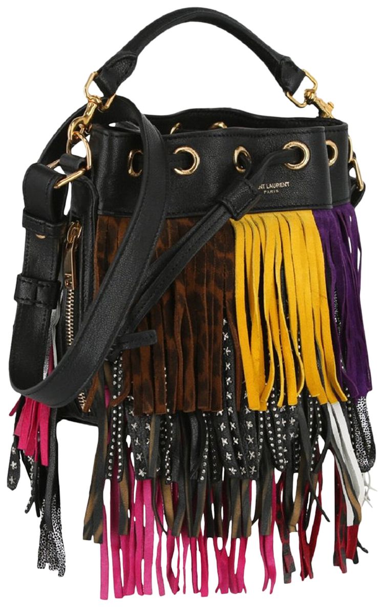Saint Laurent Emmanuelle Fringe Shoulder Bag Multicolor