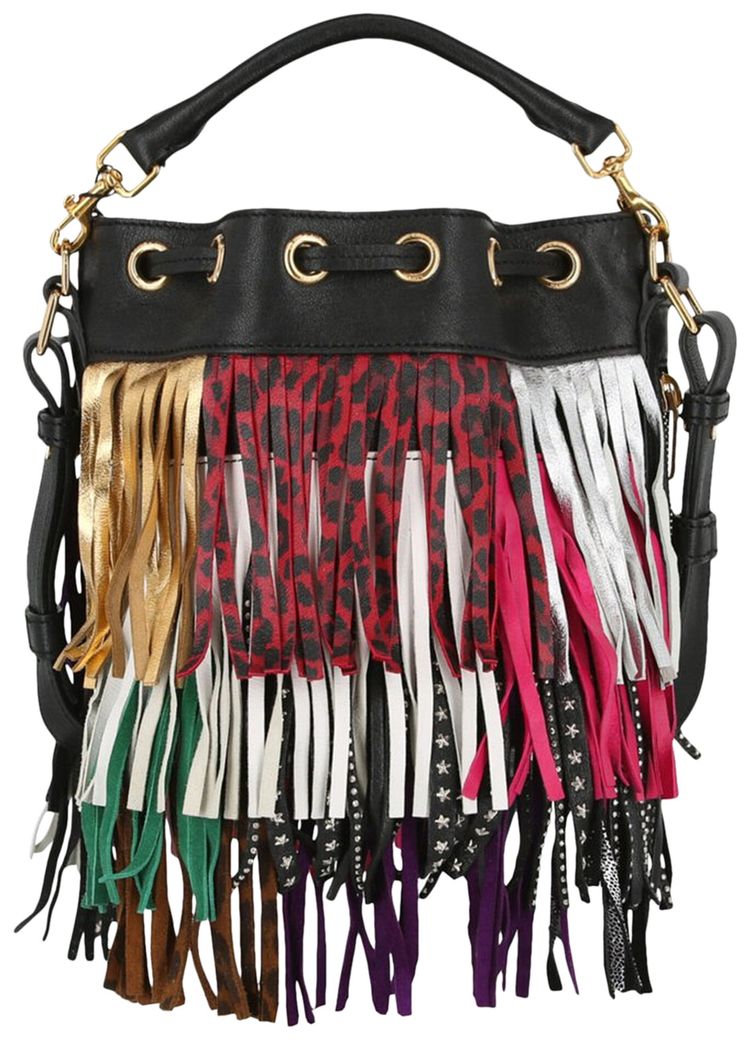 Saint Laurent Emmanuelle Fringe Shoulder Bag Multicolor