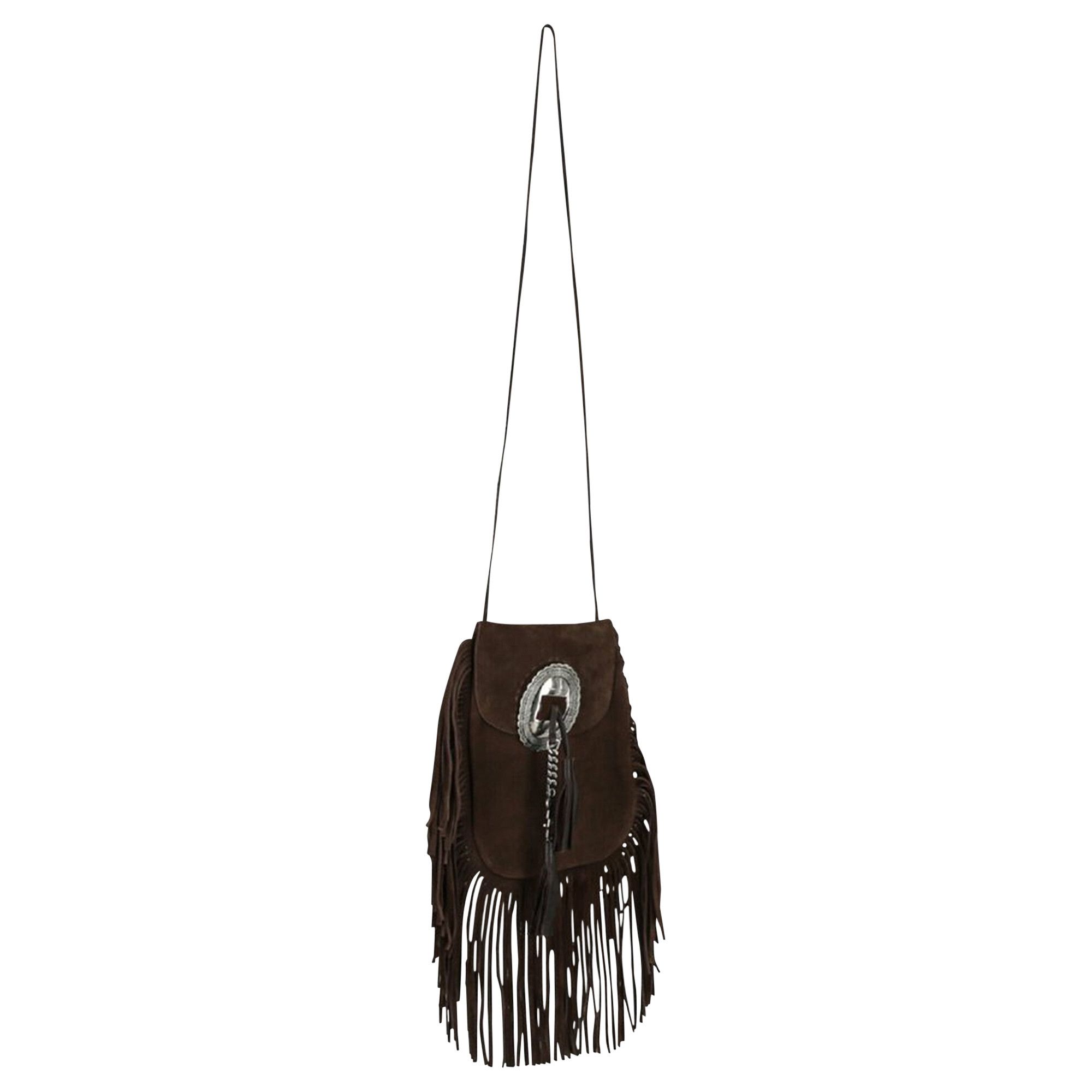 Buy Saint Laurent Anita Fringe Crossbody Bag Brown 395012