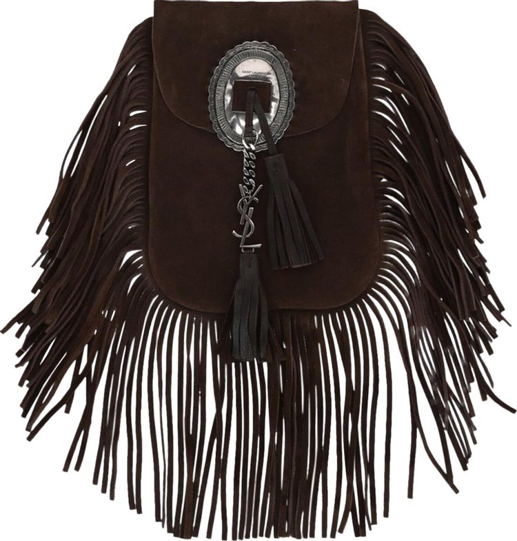 Saint Laurent Anita Fringe Crossbody Bag Brown