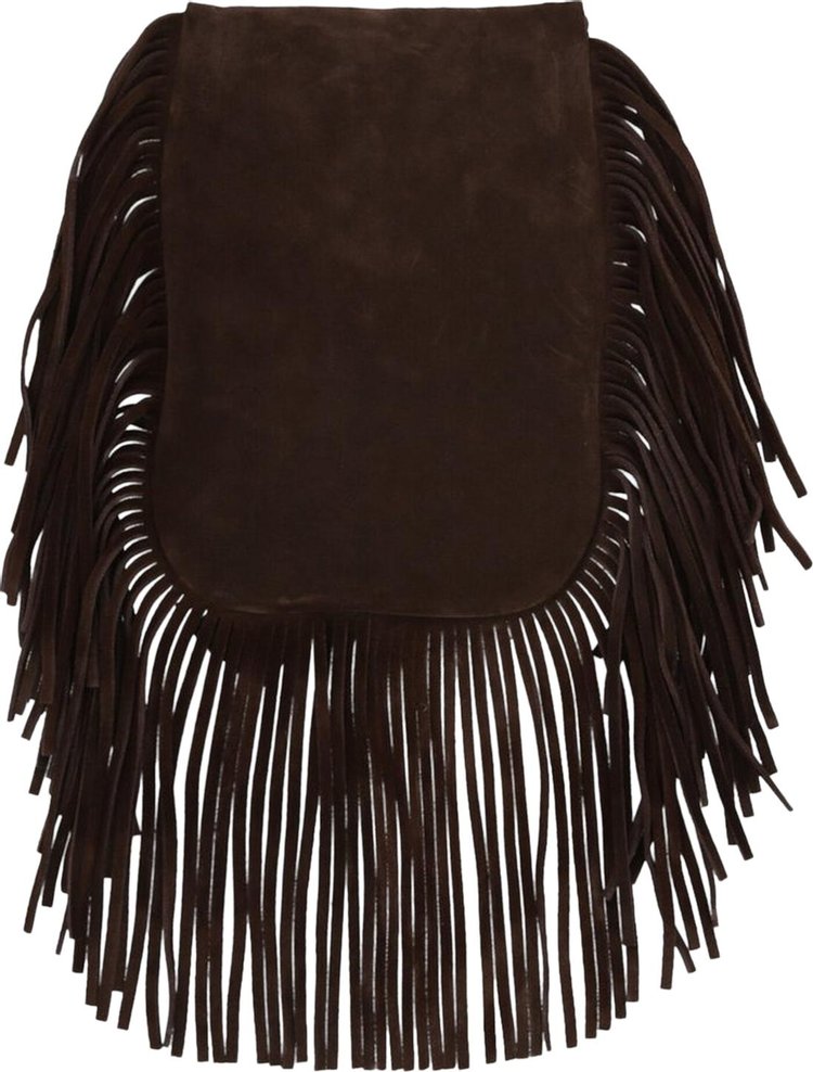 Saint Laurent Anita Fringe Crossbody Bag Brown