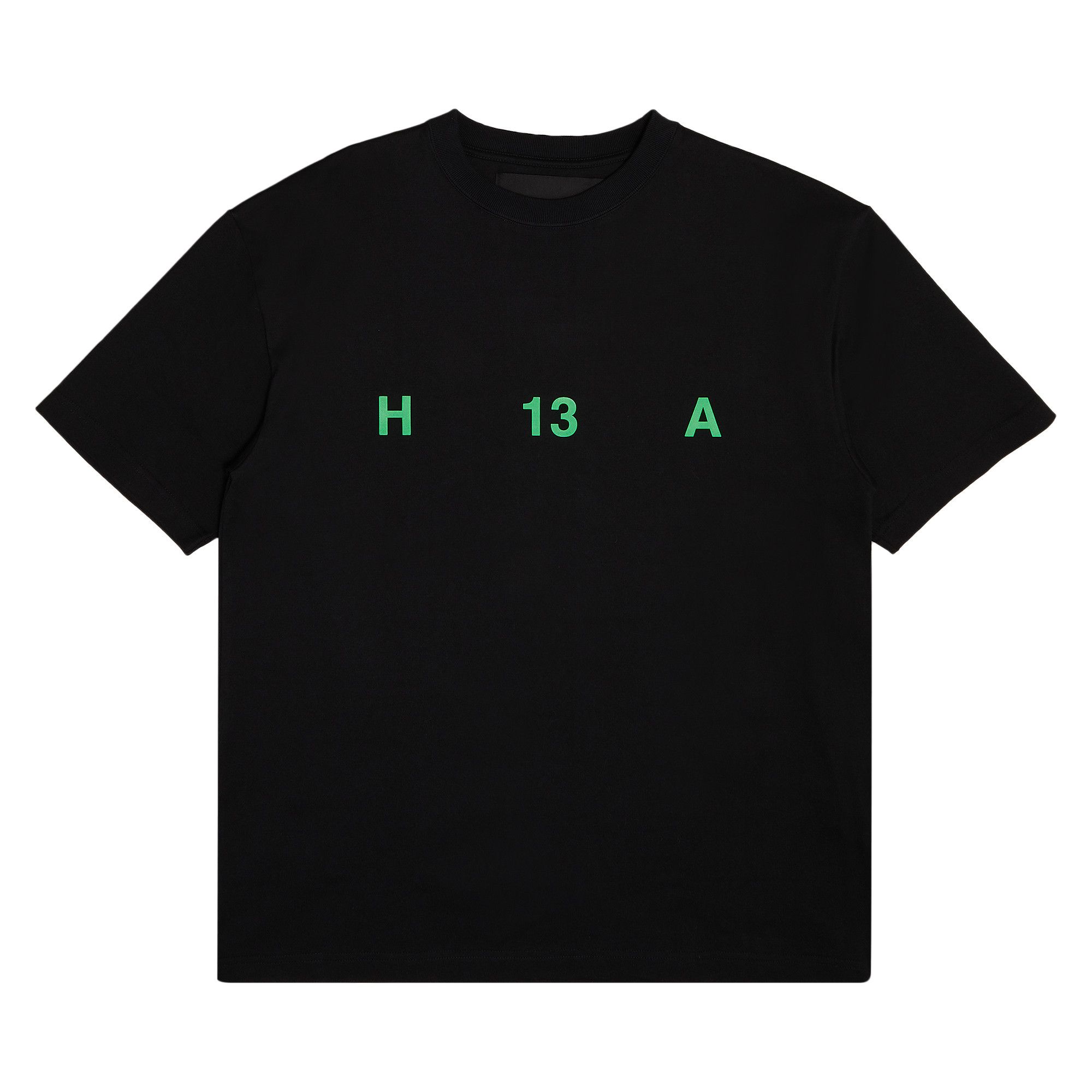 green and black off white shirt