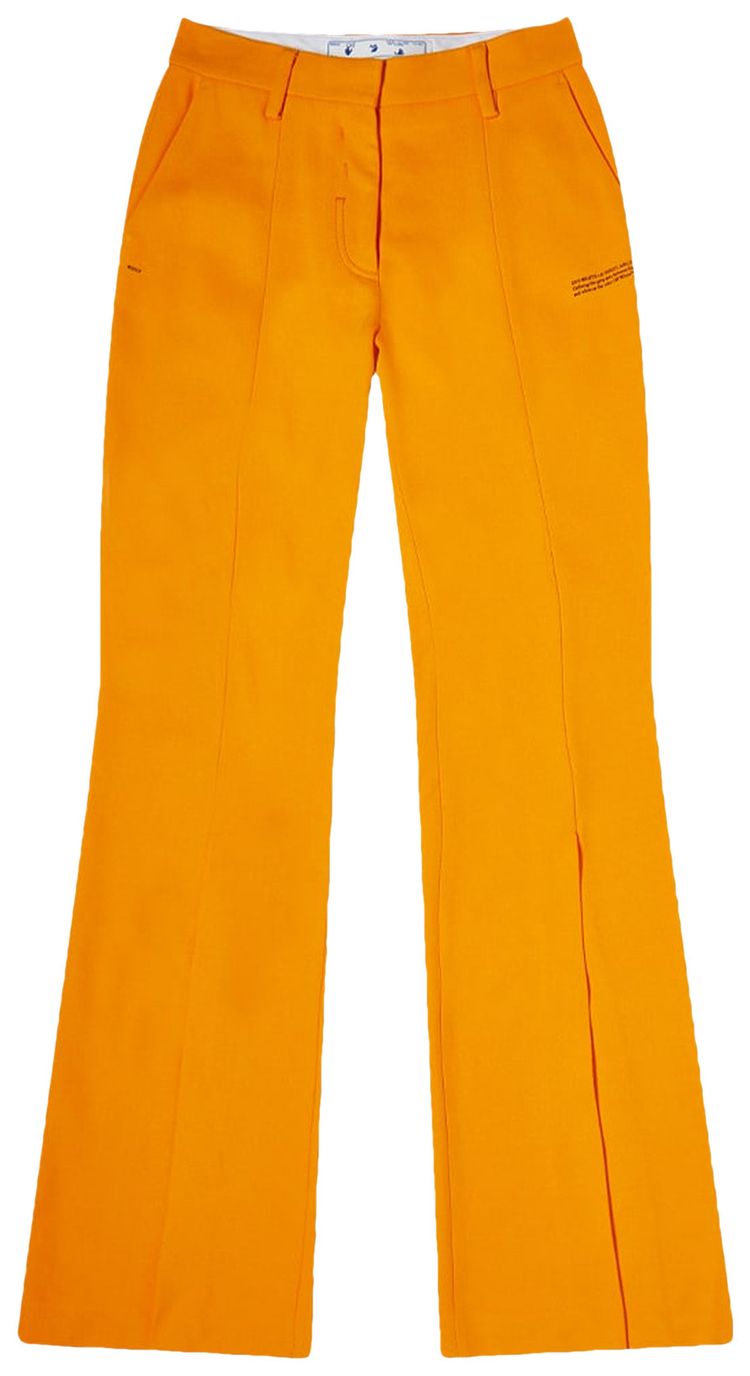 Off White Crepe Split Flared Pant Orange