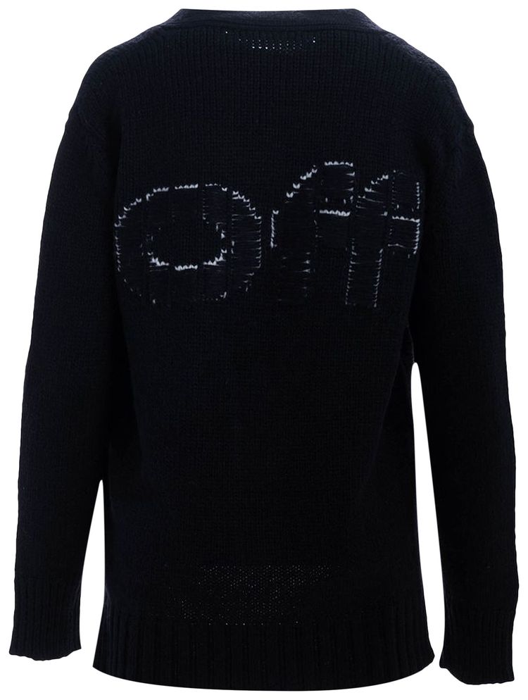 Off White Logo Floating Cardigan BlackWhite