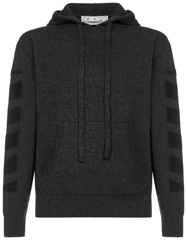 Off White Diag Cashmere Hoodie Anthracite