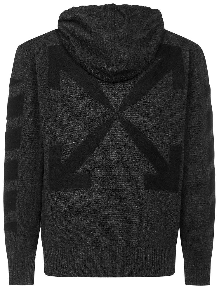 Off White Diag Cashmere Hoodie Anthracite
