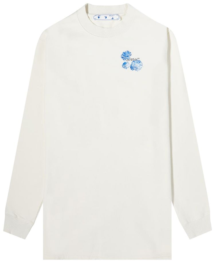 Off White Embrideried Floral Arrow Dress BeigeBlue