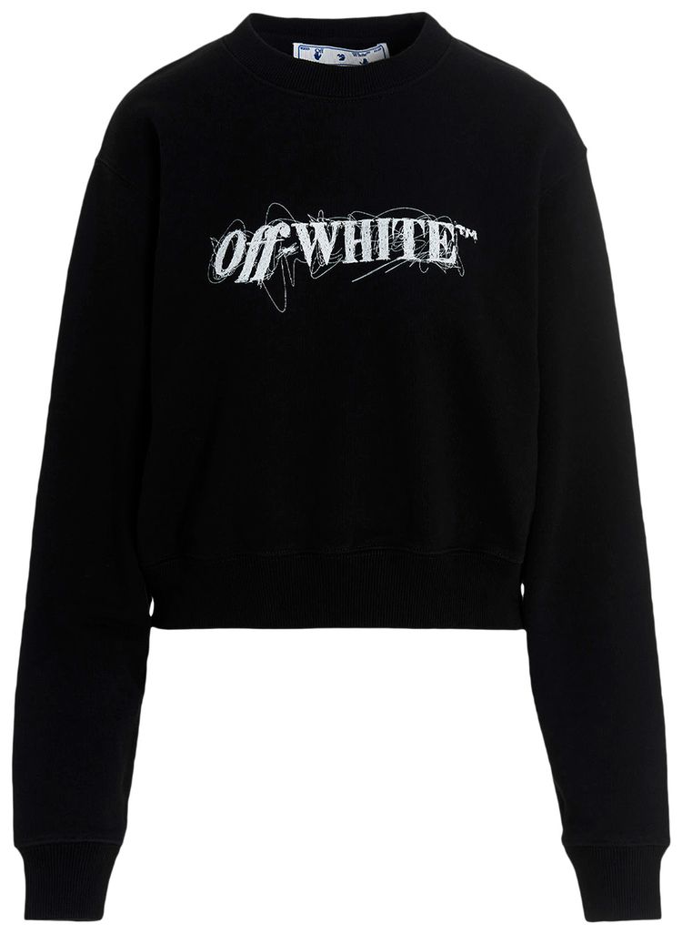 Off White Pen Logo Crop Crewneck BlackWhite
