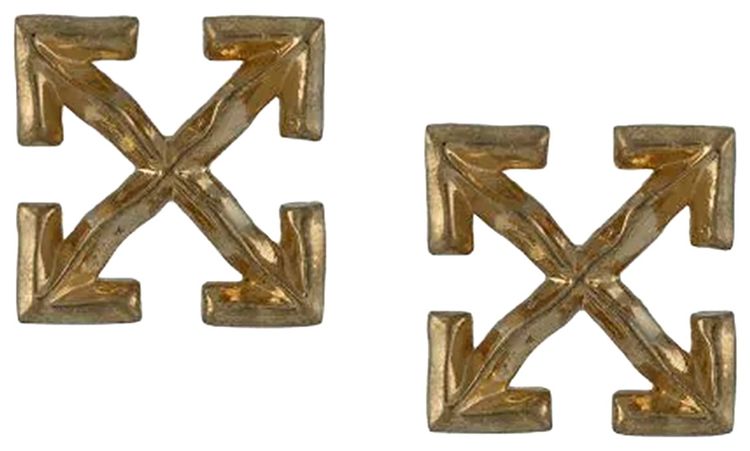 Off White Melted Mini Arrow Earrings Gold