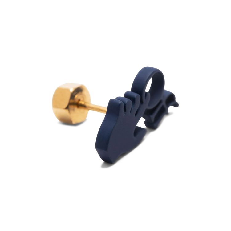 Off White Mini Hand Off Mono Earring Deep Blue