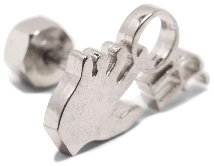 Off White Mini Hand Off Mono Earring Grey