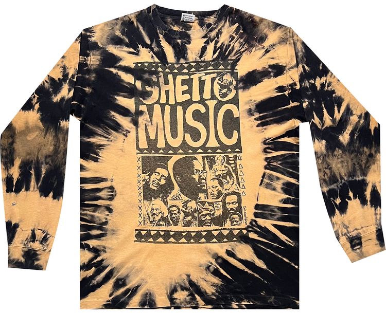 Vintage Boogie Down Productions Ghetto Music Long Sleeve Tee TanBlack