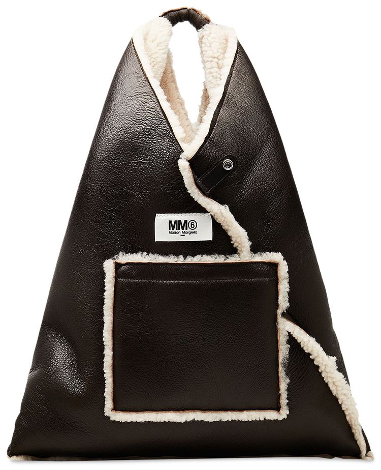 MM6 Maison Margiela Reversible Shearling Japanese Bag BeigeBrown