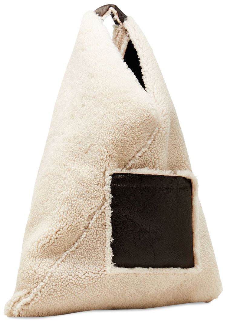 MM6 Maison Margiela Reversible Shearling Japanese Bag BeigeBrown