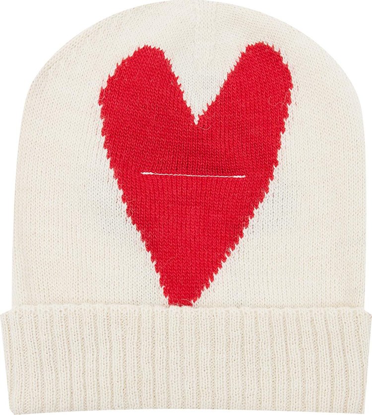 MM6 Maison Margiela Card Beanie Off WhiteBlackRed