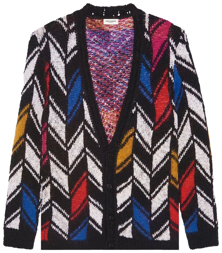 Saint Laurent Skate Jacquard Cardigan Multicolor