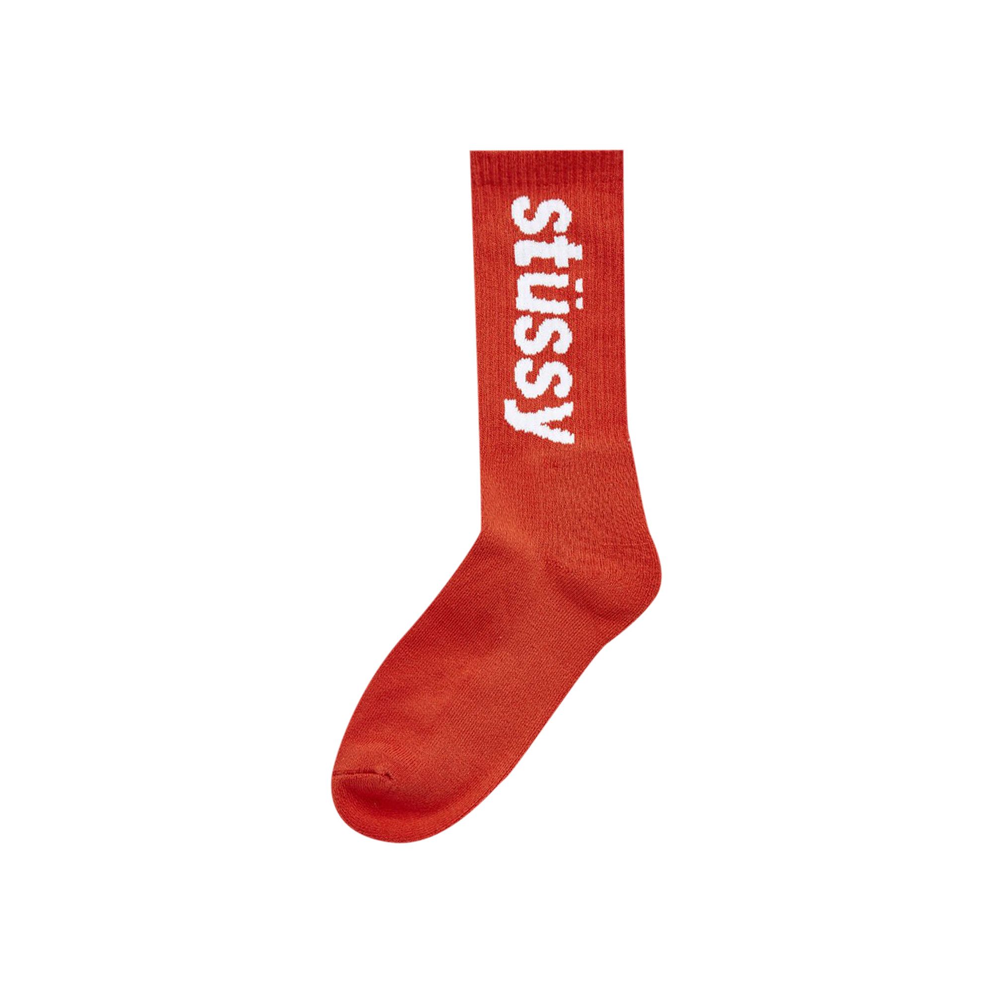 Buy Stussy Helvetica Jacquard Sock 'Red' - 138742 RED | GOAT