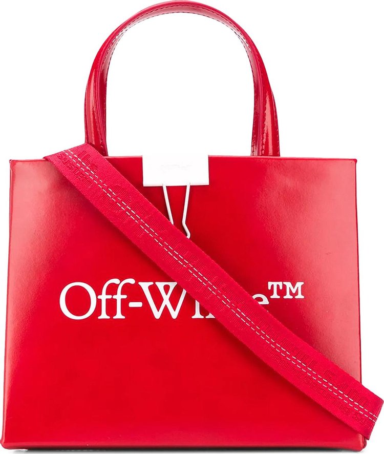 Off White Mini Logo Print Box Bag Red