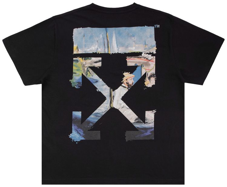 Off White Colour Painting Diagonals Arrows Tee Black