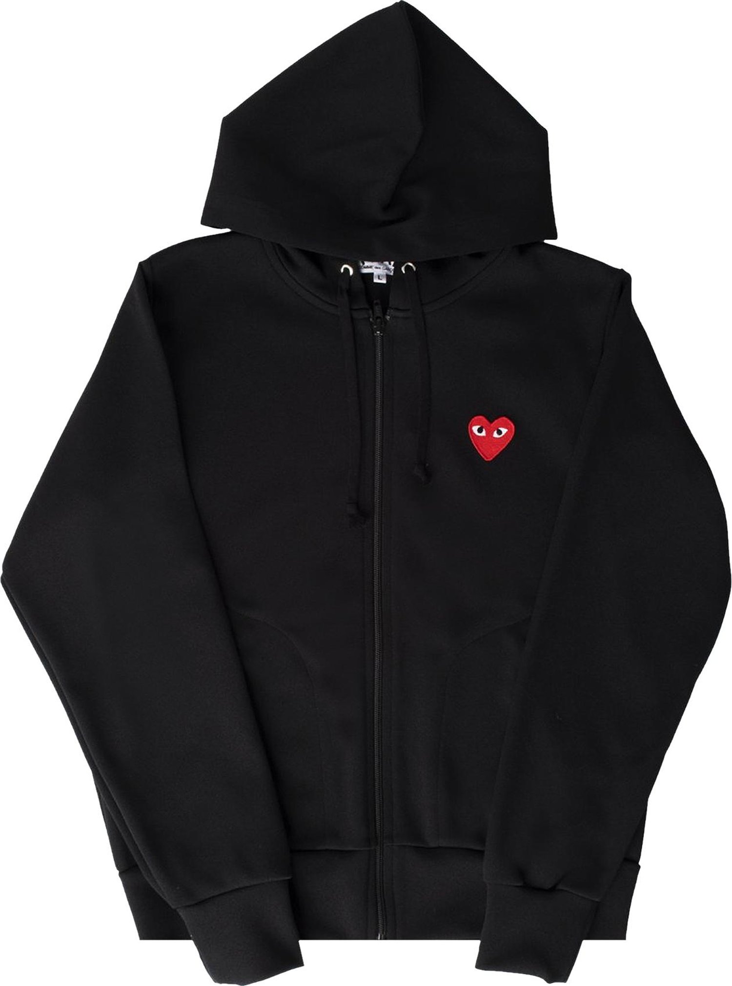 Buy Comme des Garçons PLAY Heart Logo Zip Up Hoodie 'Black' - P1T171 ...