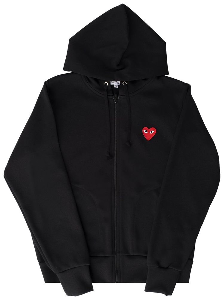 Comme des Garcons PLAY Heart Logo Zip Up Hoodie Black