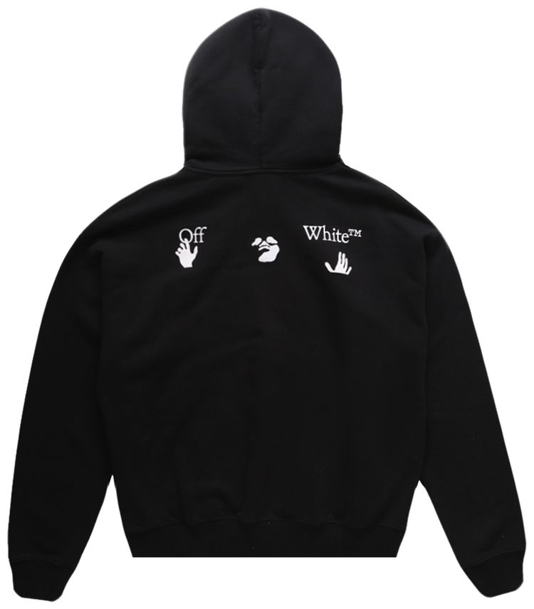 Off White Hand OW Logo Skate Hoodie BlackWhite