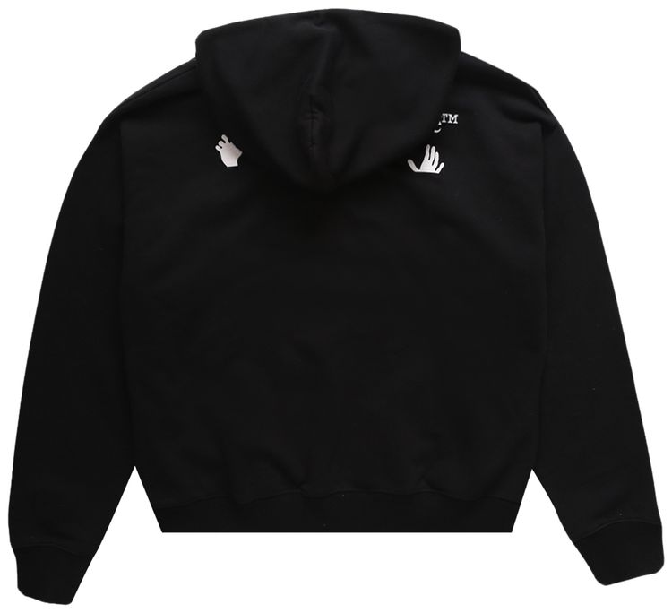 Off White Hand OW Logo Skate Hoodie BlackWhite