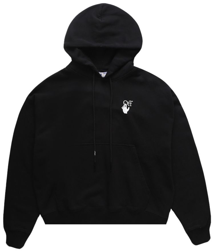 Off White Hand OW Logo Skate Hoodie BlackWhite