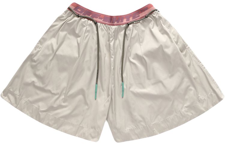 Off White Flare Nylon Shorts Light Grey