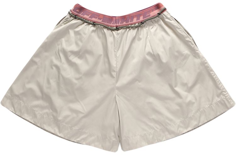 Off White Flare Nylon Shorts Light Grey