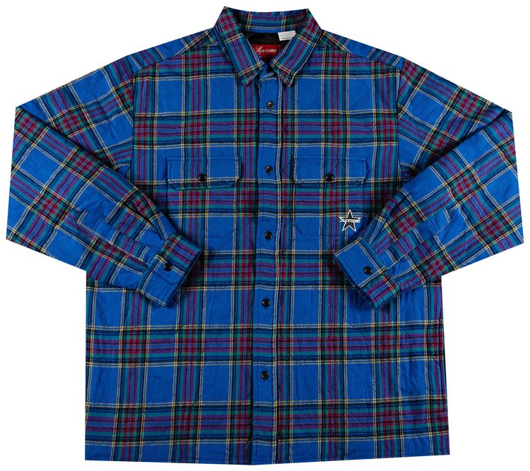 Supreme Quilted Plaid Flannel Shirt Dusty Royal