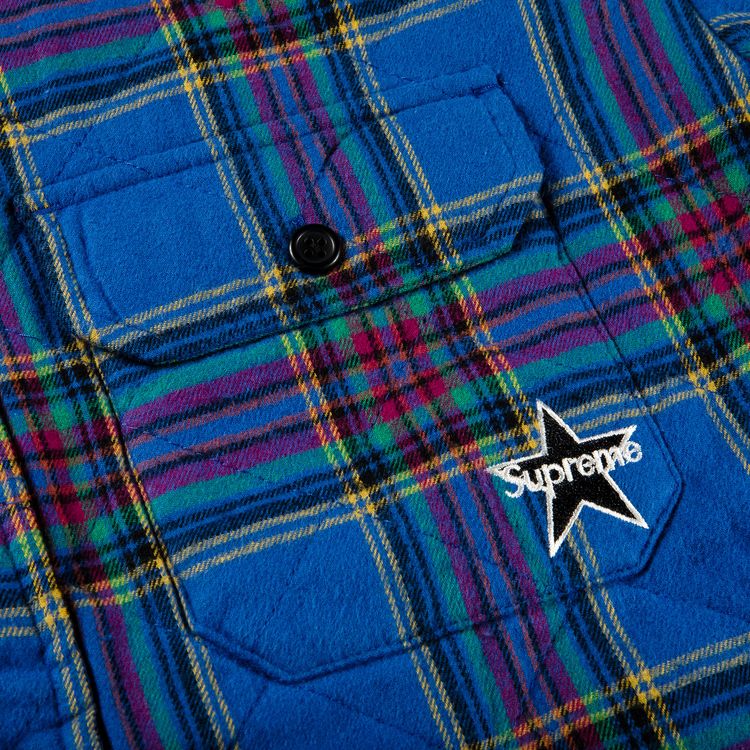 Supreme Quilted Plaid Flannel Shirt Dusty Royal