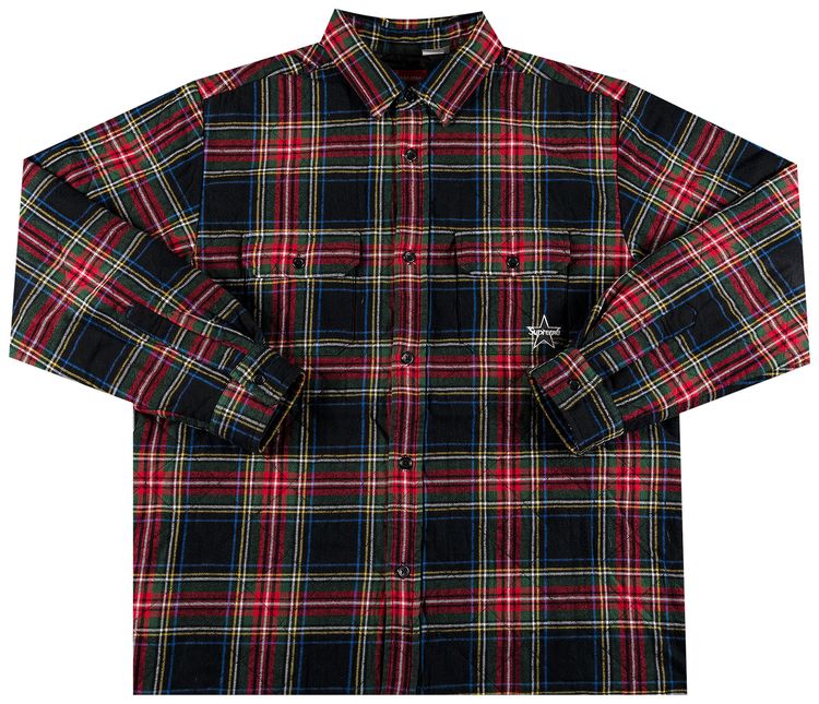 Supreme Quilted Plaid Flannel Shirt Black