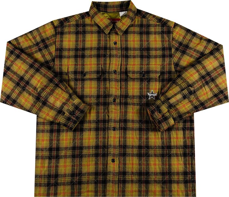 Supreme Quilted Plaid Flannel Shirt 'Olive'