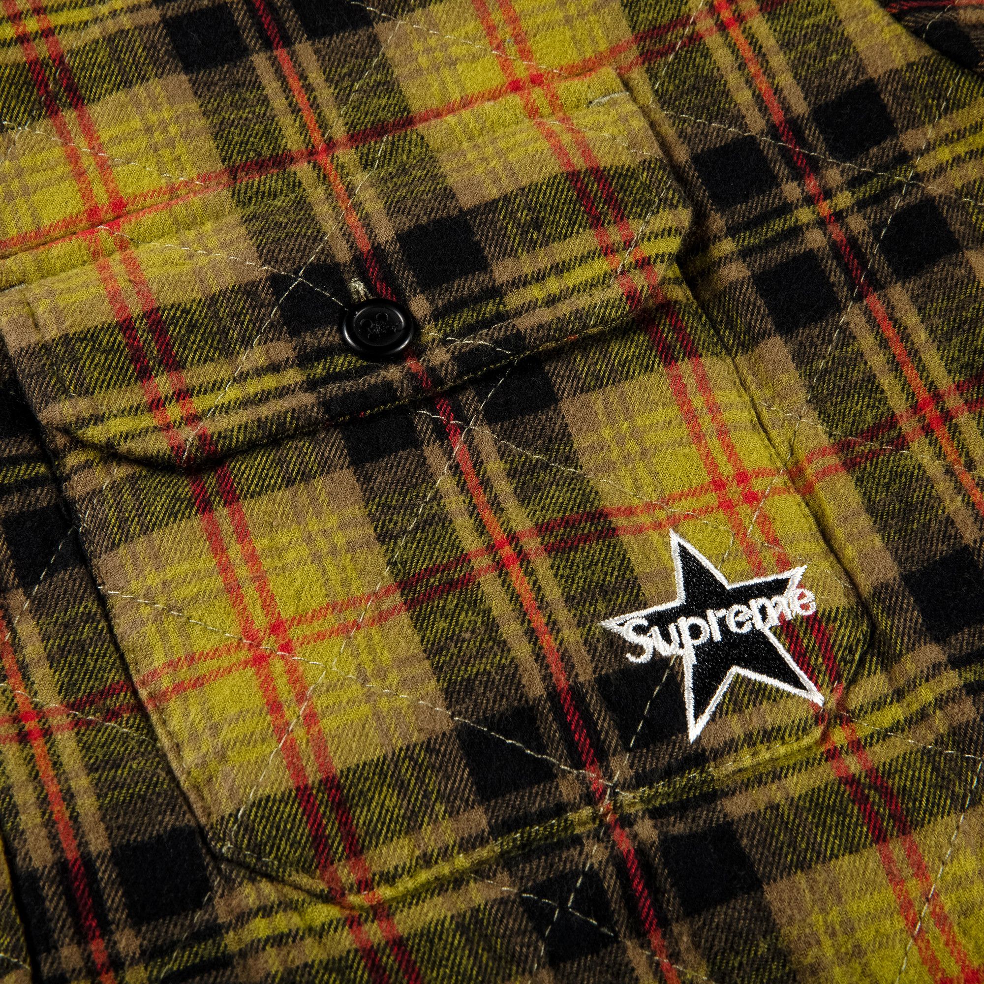 Buy Supreme Quilted Plaid Flannel Shirt 'Olive' - FW21S27