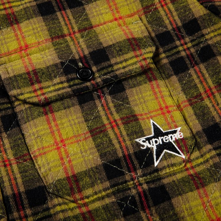 Supreme Quilted Plaid Flannel Shirt Olive