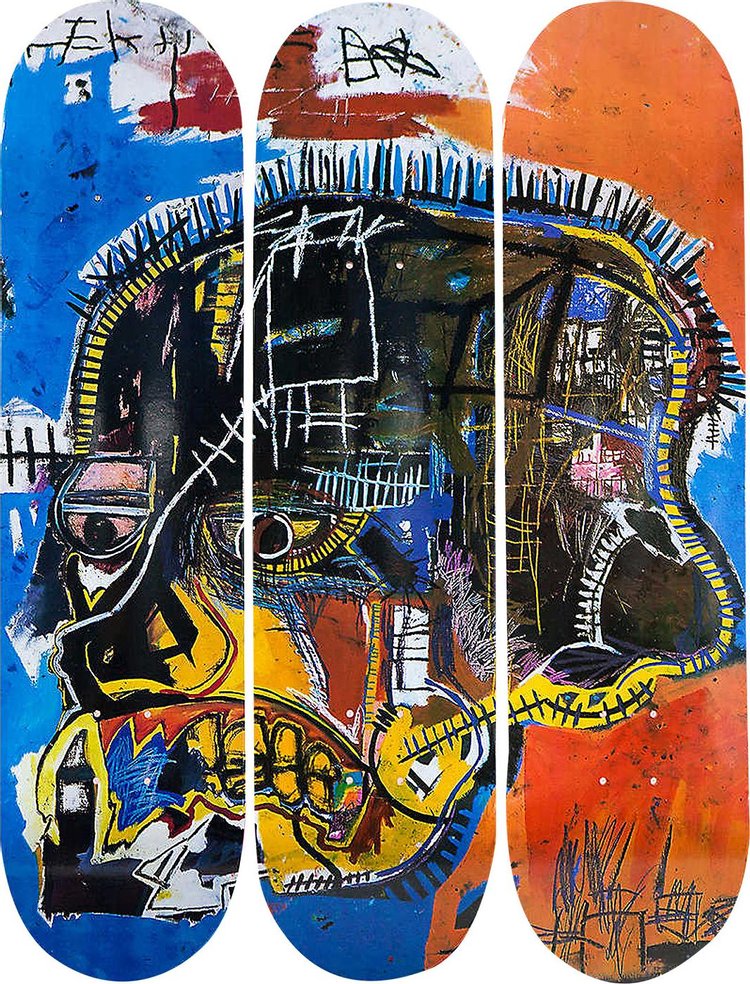 The Skateroom Jean-Michel Basquiat Skull-Print Skateboards (Set Of Three) 'Multi-Color'