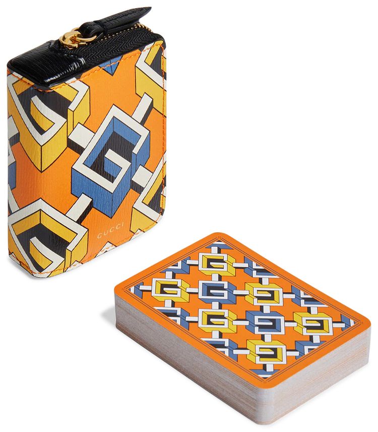 Gucci Geometric G Playing Card Set YellowBlueWhite