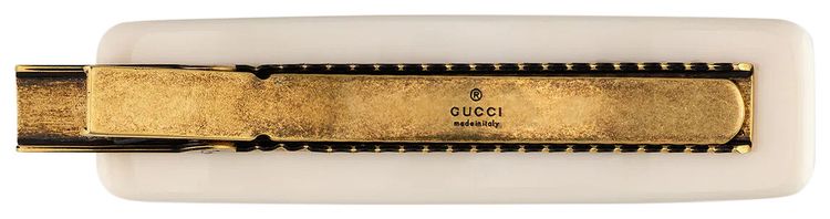 Gucci Crystal Hair Clip With Interlocking G Ivory