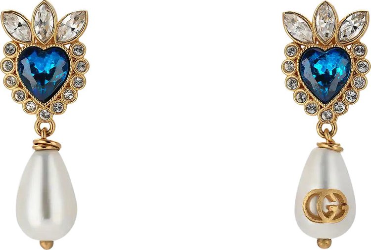 Buy Gucci Crystal Heart Earrings 'Gold Metal' - 661376 I6325 8520