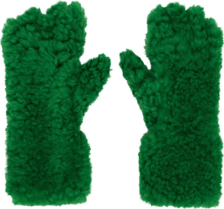 Bottega Veneta Green Shearling Gloves 'Parakeet'