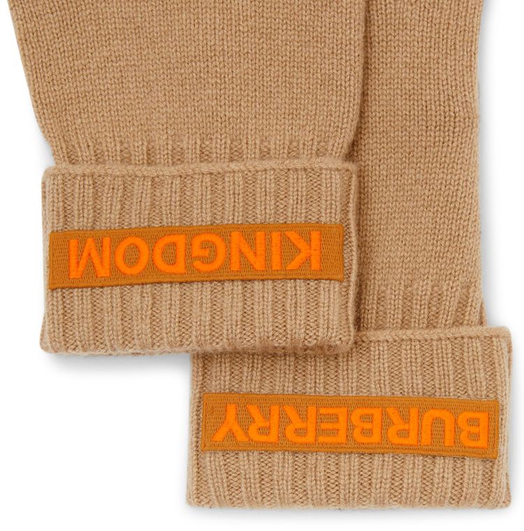 Burberry Logo Applique Cashmere Gloves Archive Beige