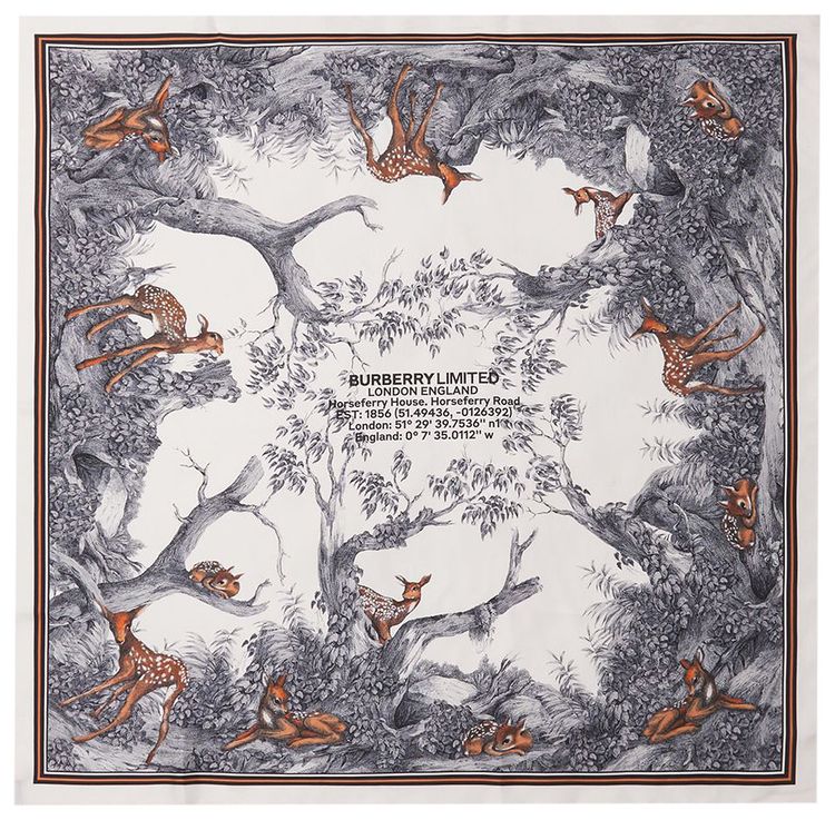 Burberry Montage Silk Scarf Light Walnut