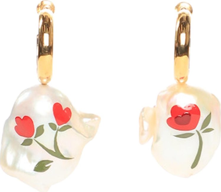 Simone Rocha Large Baroque Pearl Earring 'Red Multicolor'